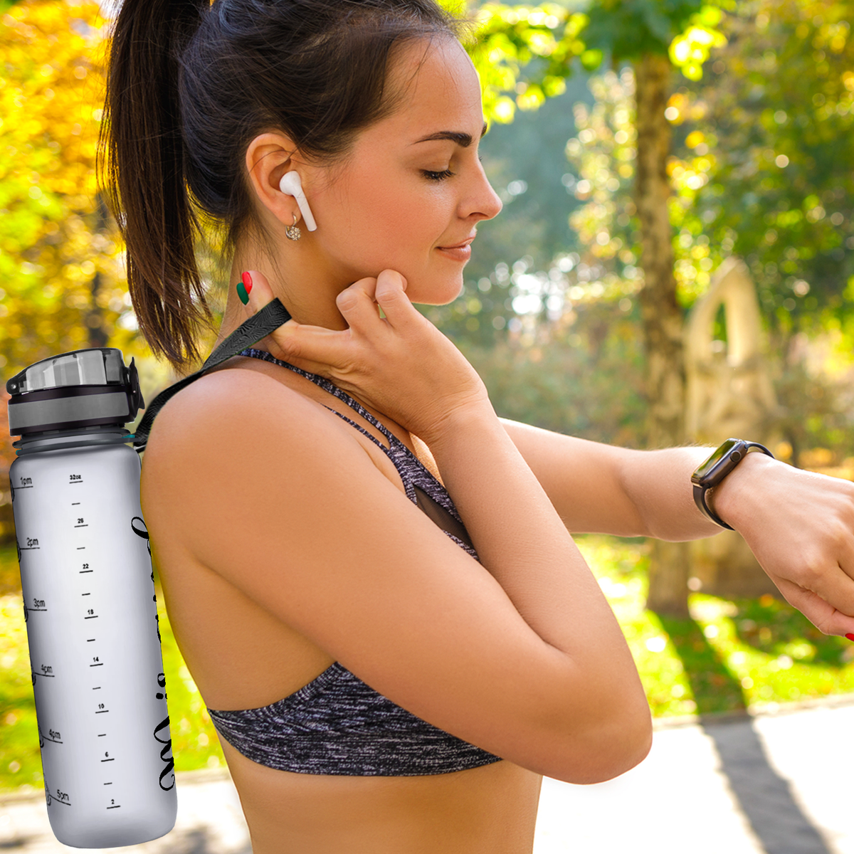 Personalized Smoke Frosted 32 oz Water Bottle