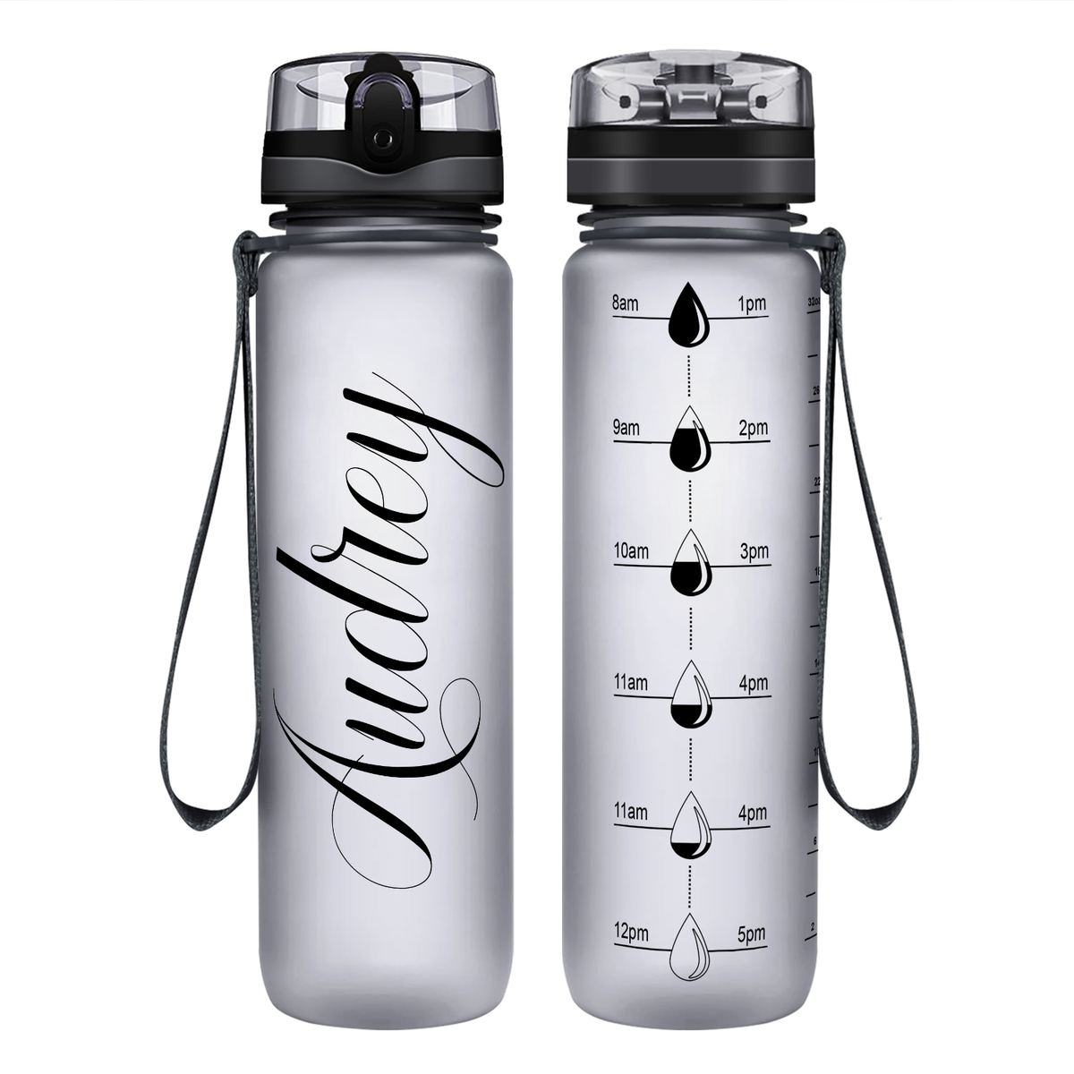 Cuptify Personalized on Smoke Frosted Motivational Tracking Water Bottle