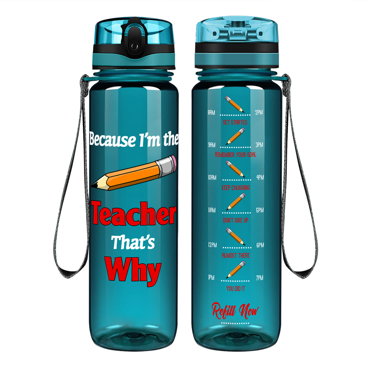 Because Im The Teacher on 32 oz Motivational Tracking Water Bottle