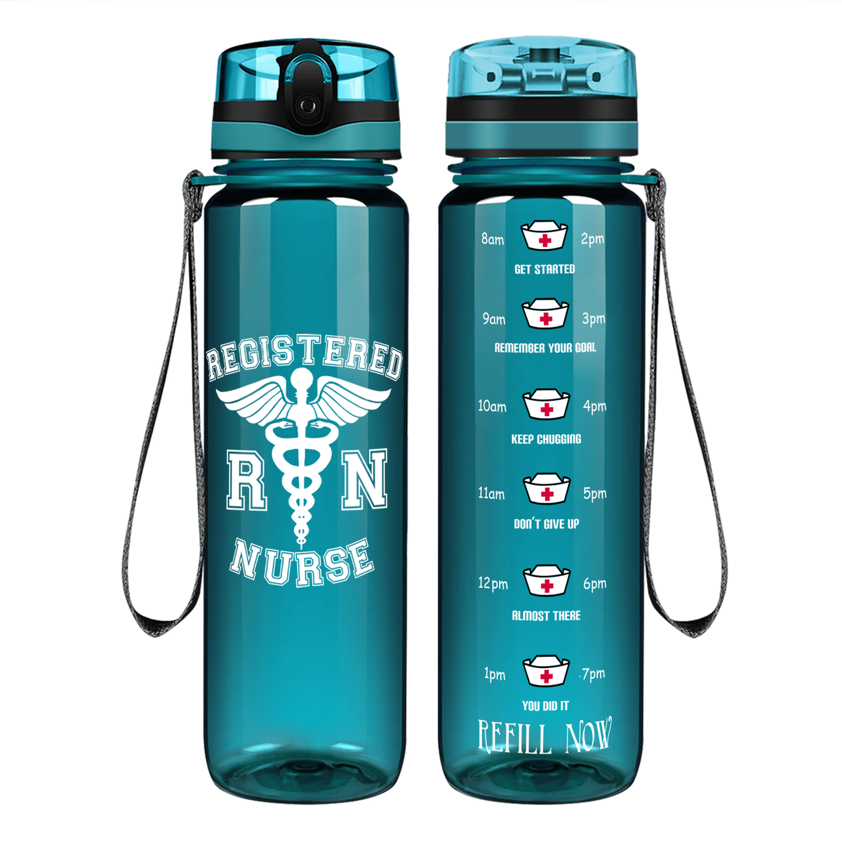 RN Nurse on 32oz Motivational Tracking Water Bottle