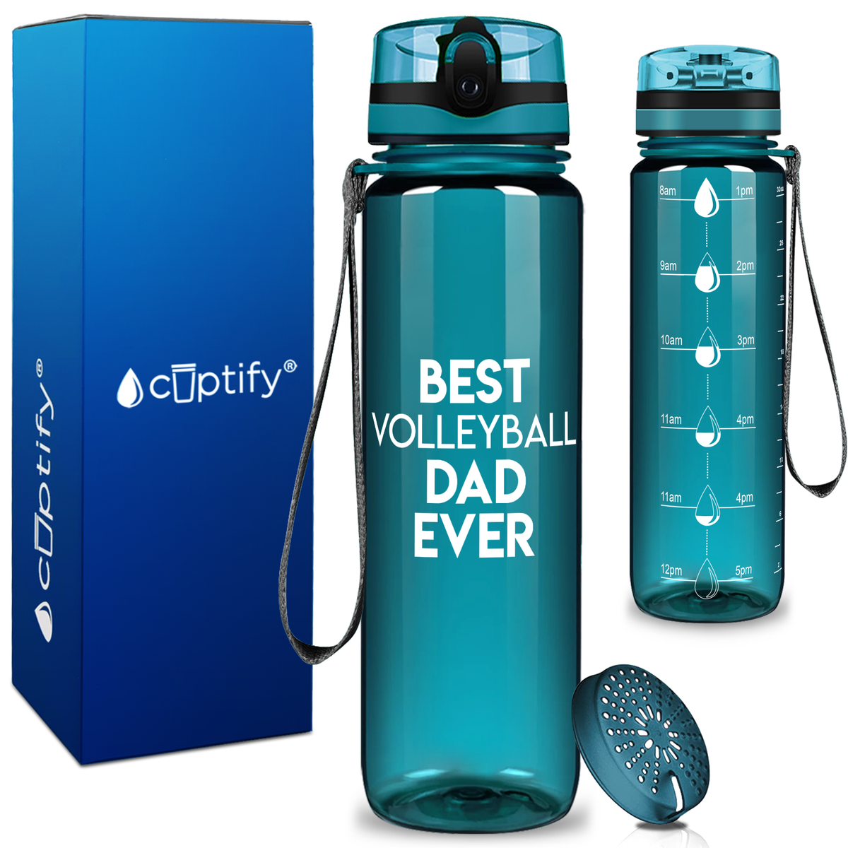 Best Volleyball Dad Ever on 32 oz Motivational Tracking Water Bottle