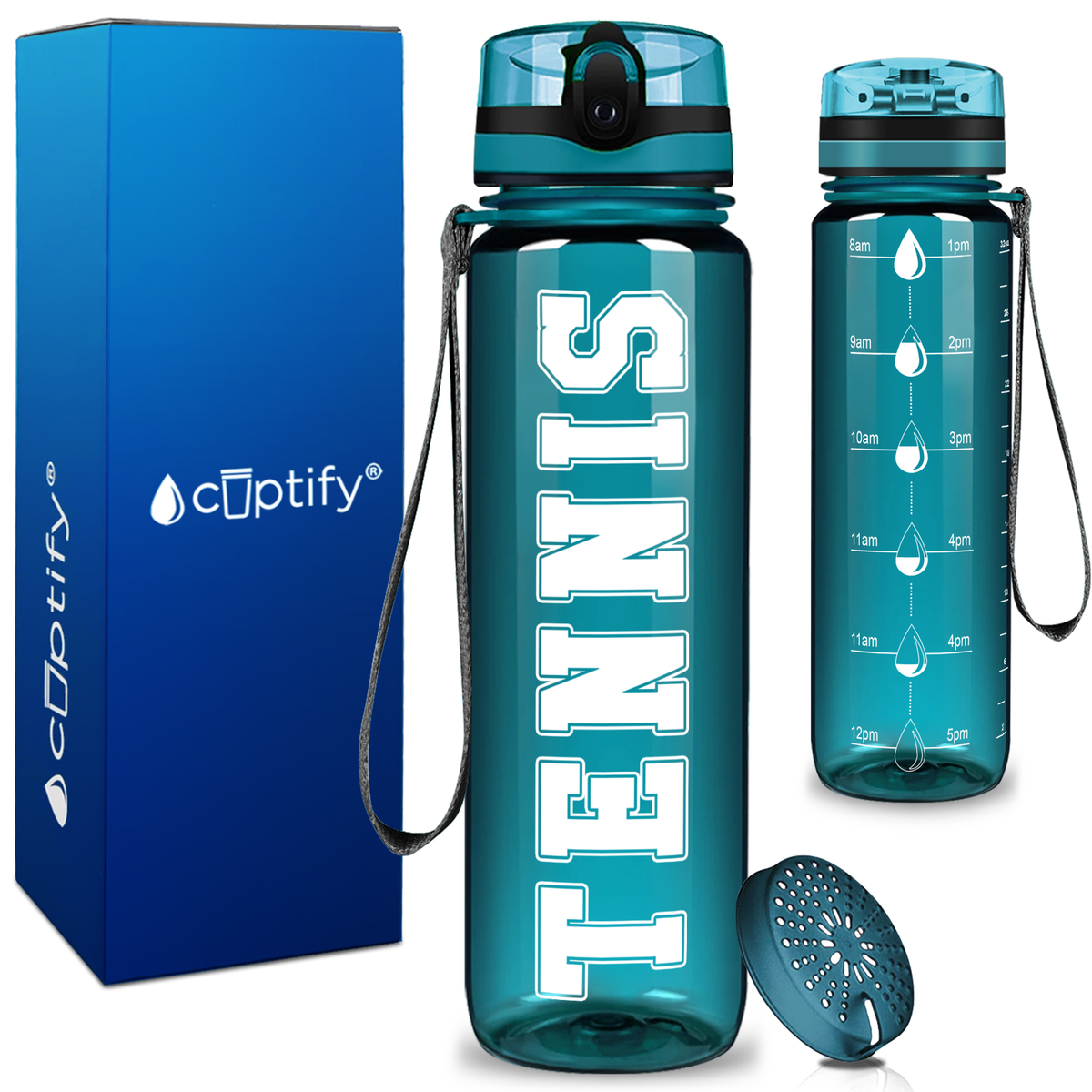 Tennis on 32 oz Motivational Tracking Water Bottle