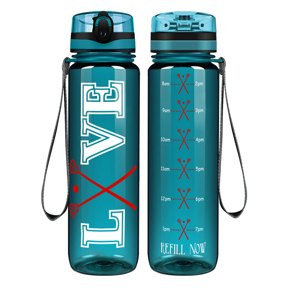 Lacrosse Love on 32 oz Motivational Tracking Water Bottle