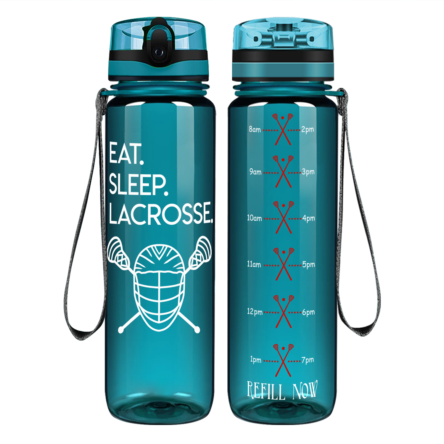 Eat Sleep Lacrosse on 32 oz Motivational Tracking Water Bottle