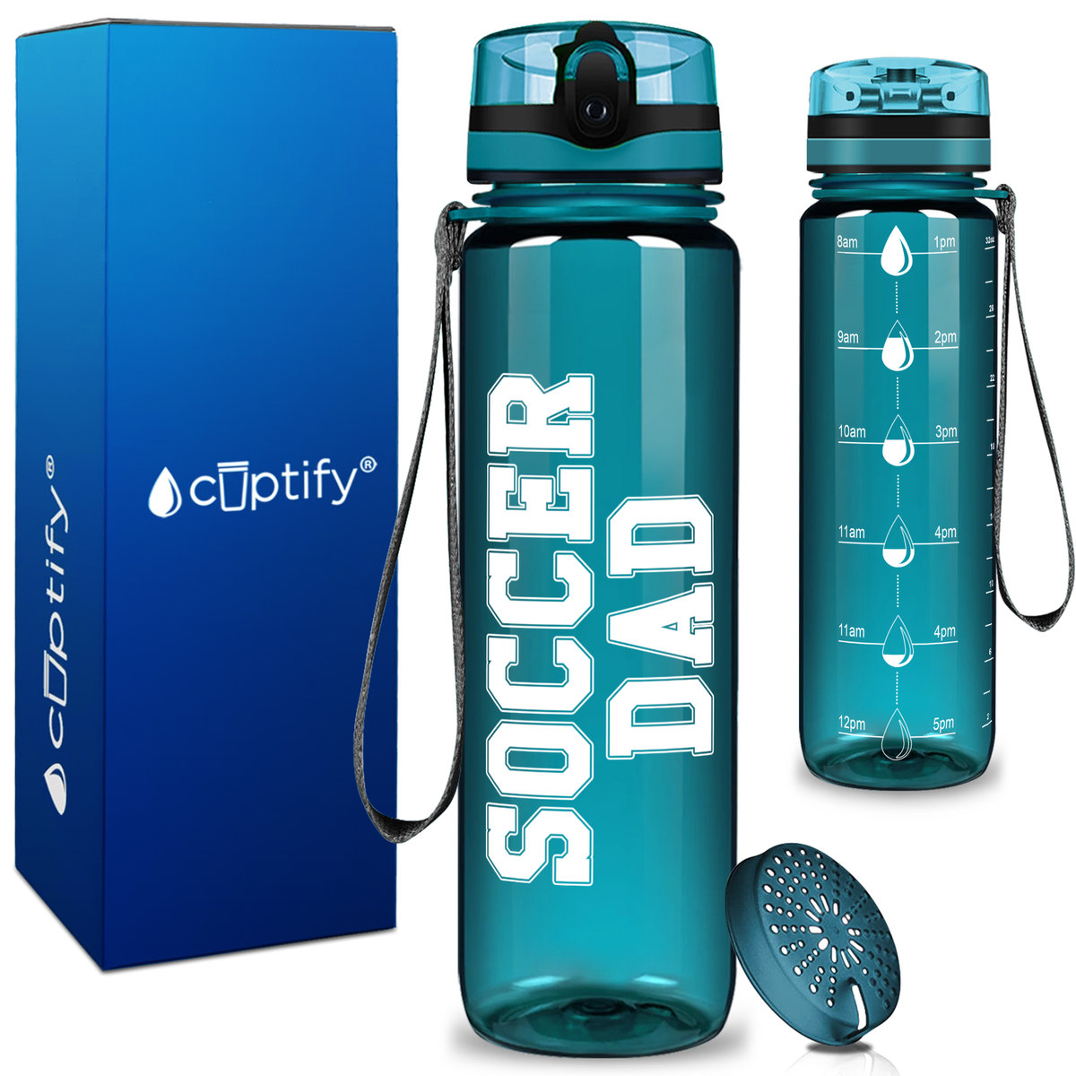Soccer Dad on 32 oz Motivational Tracking Water Bottle