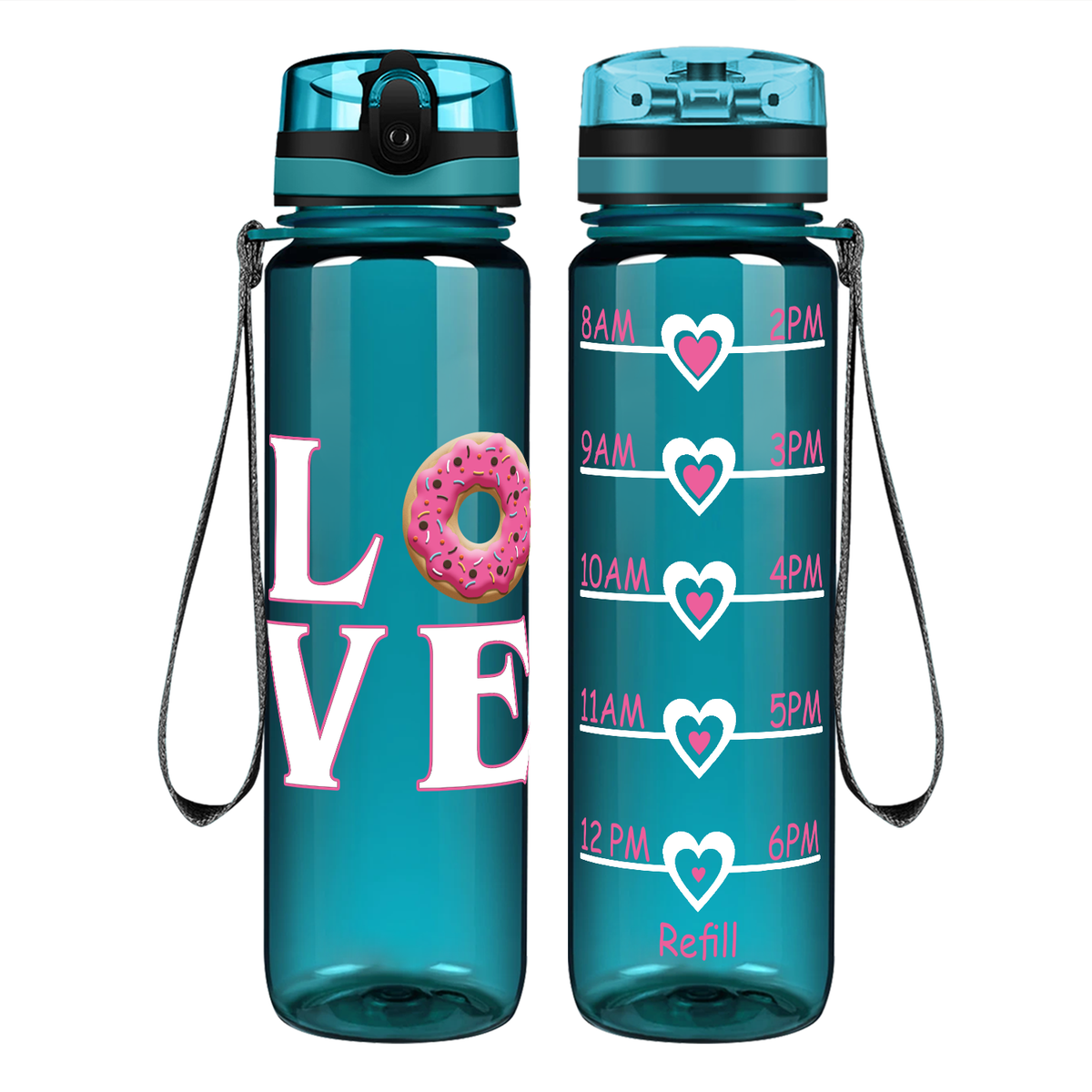 Donut Love on 32 oz Motivational Tracking Water Bottle