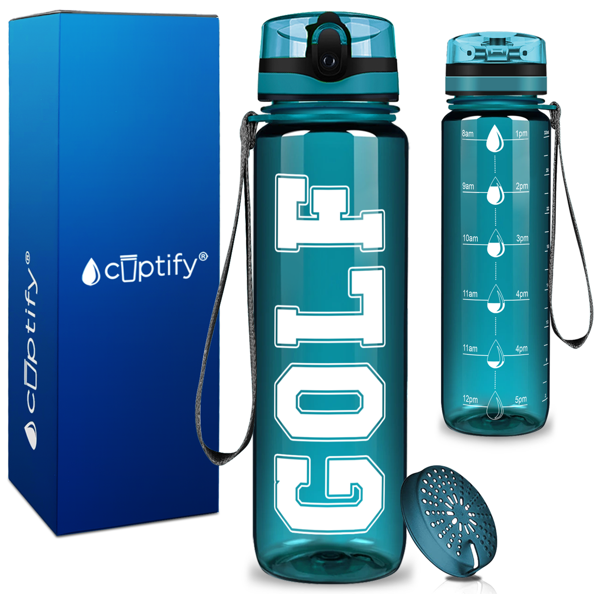 Golf on 32 oz Motivational Tracking Water Bottle