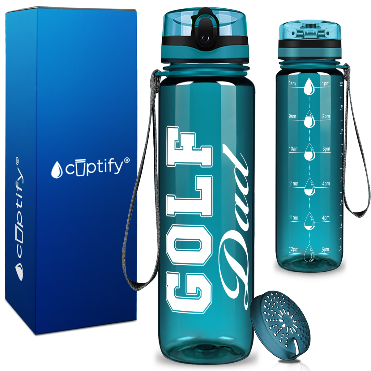 Golf Dad on 32 oz Motivational Tracking Water Bottle