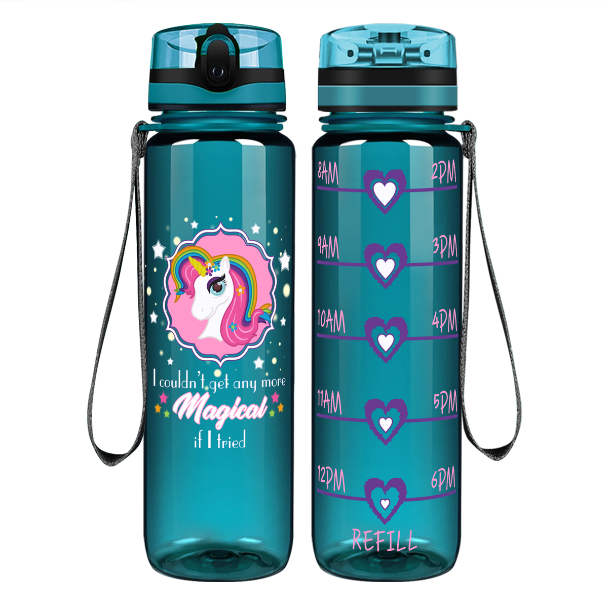 Any More Magical on 32 oz Motivational Tracking Water Bottle
