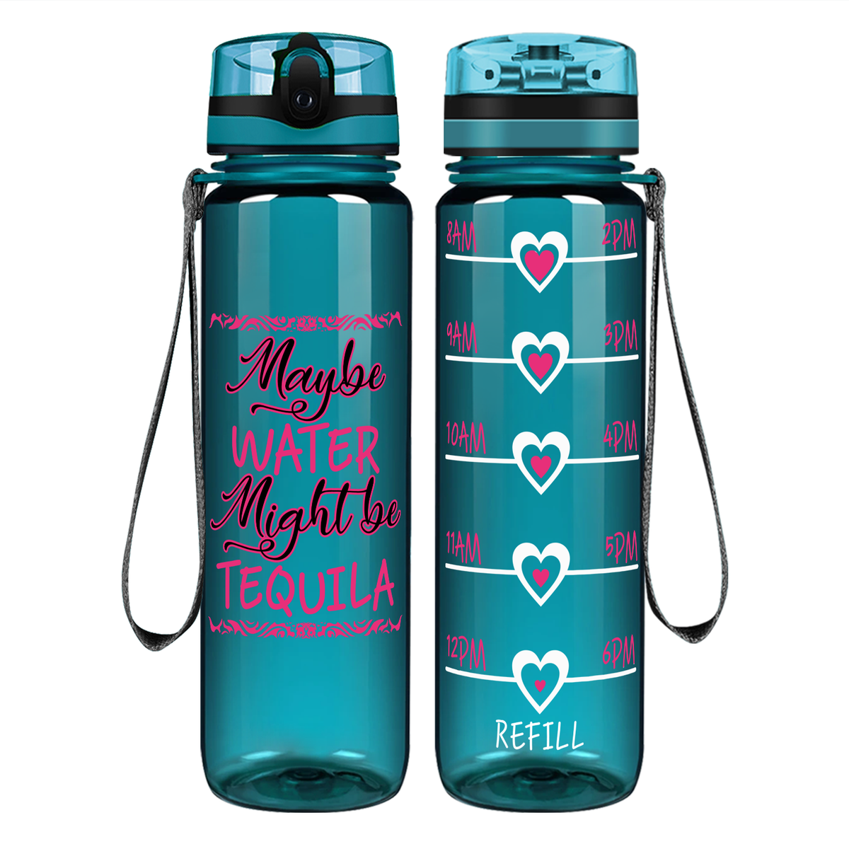 Might be Tequila on 32 oz Motivational Tracking Water Bottle
