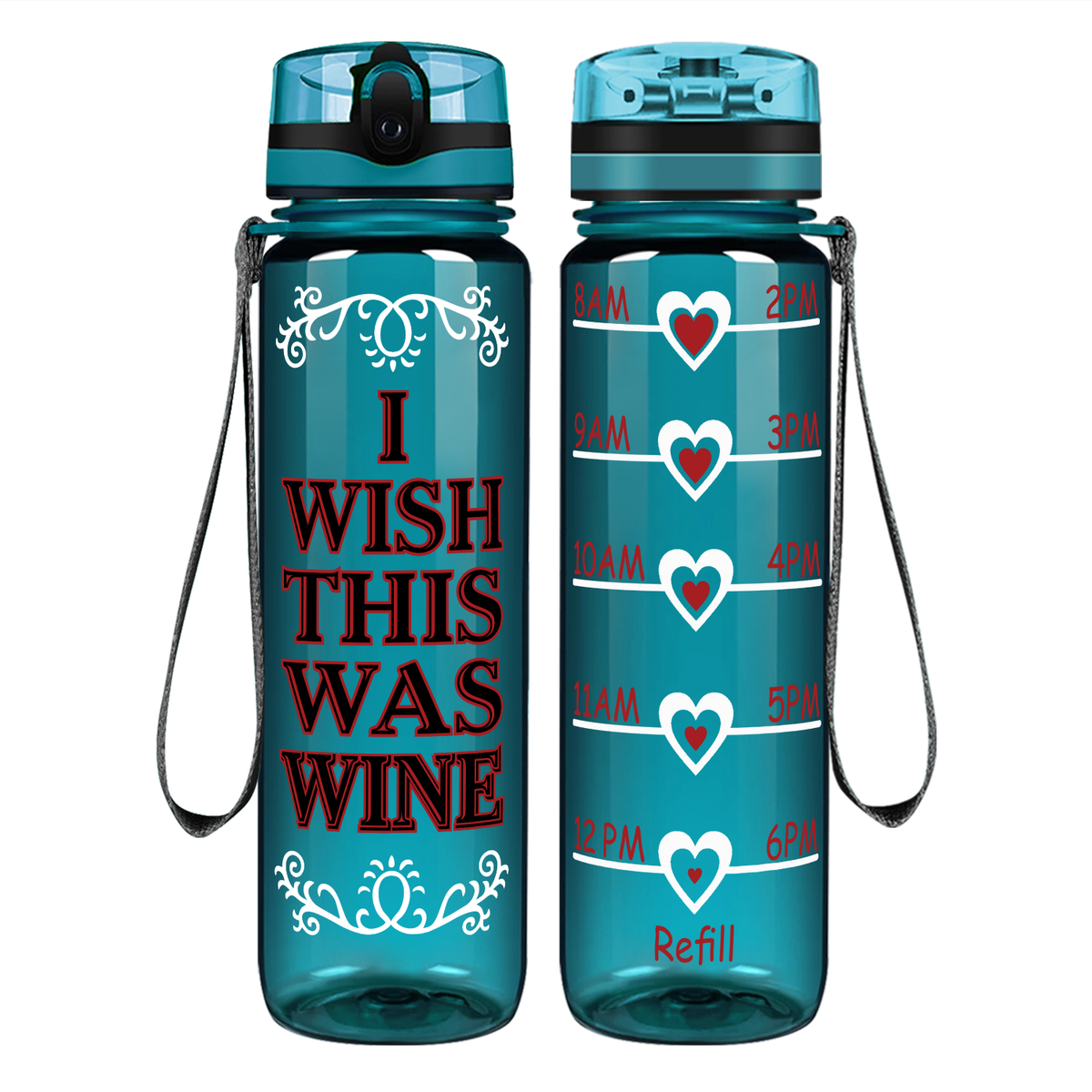Wish This Was Wine on 32 oz Motivational Tracking Water Bottle