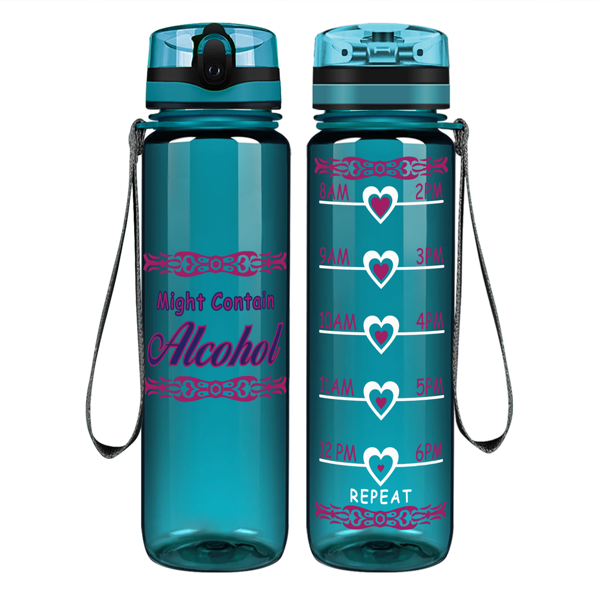 Might Contain Alcohol on 32 oz Motivational Tracking Water Bottle