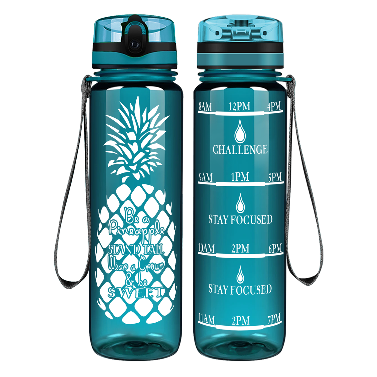 Pineapple Stand Tall on 32 oz Motivational Tracking Water Bottle