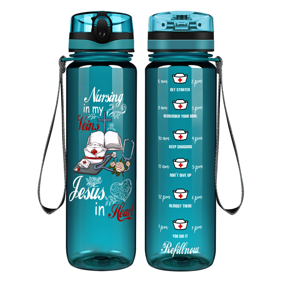 Nursing in my Veins Motivational Tracking Water Bottle