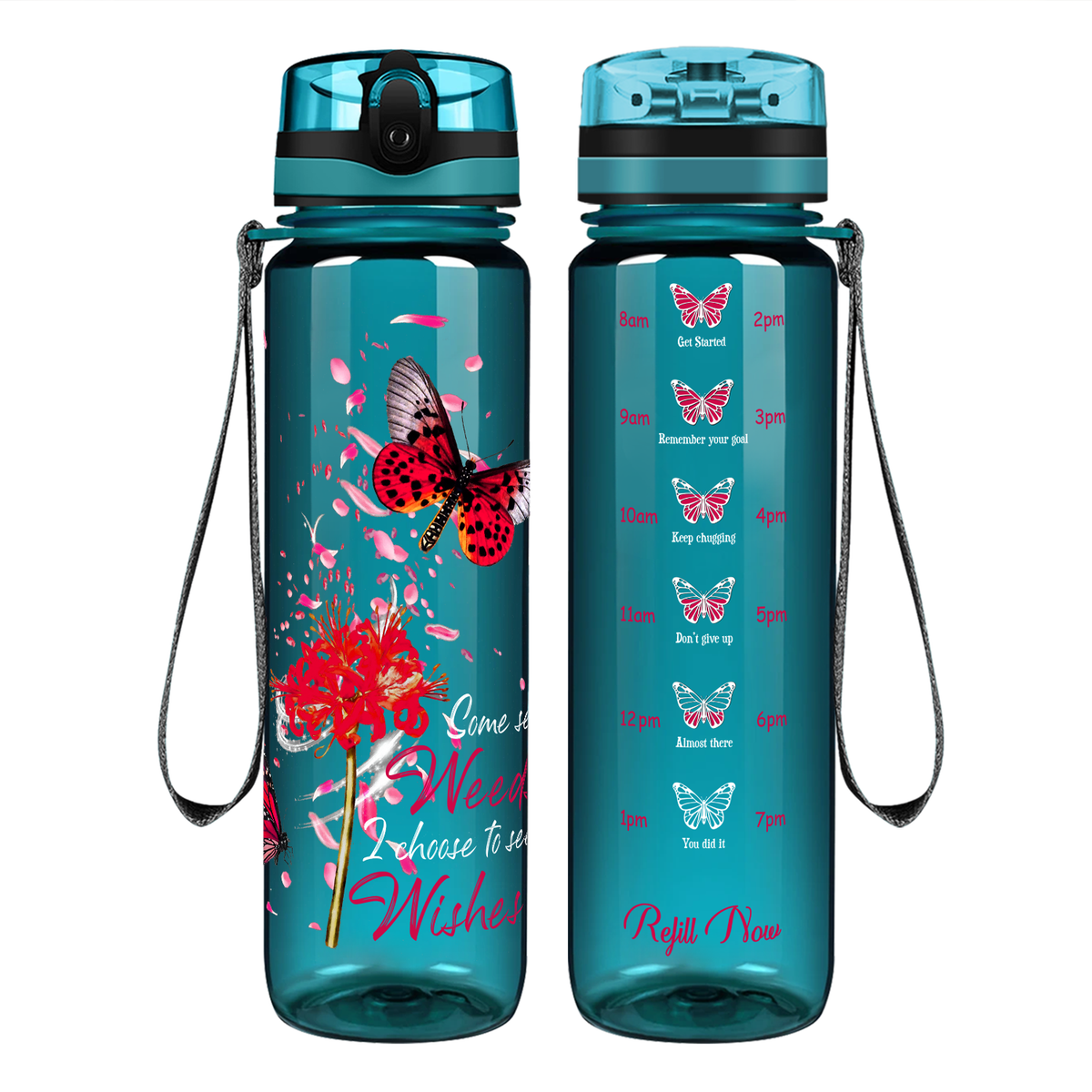 I Choose to See Wishes on 32 oz Motivational Tracking Water Bottle