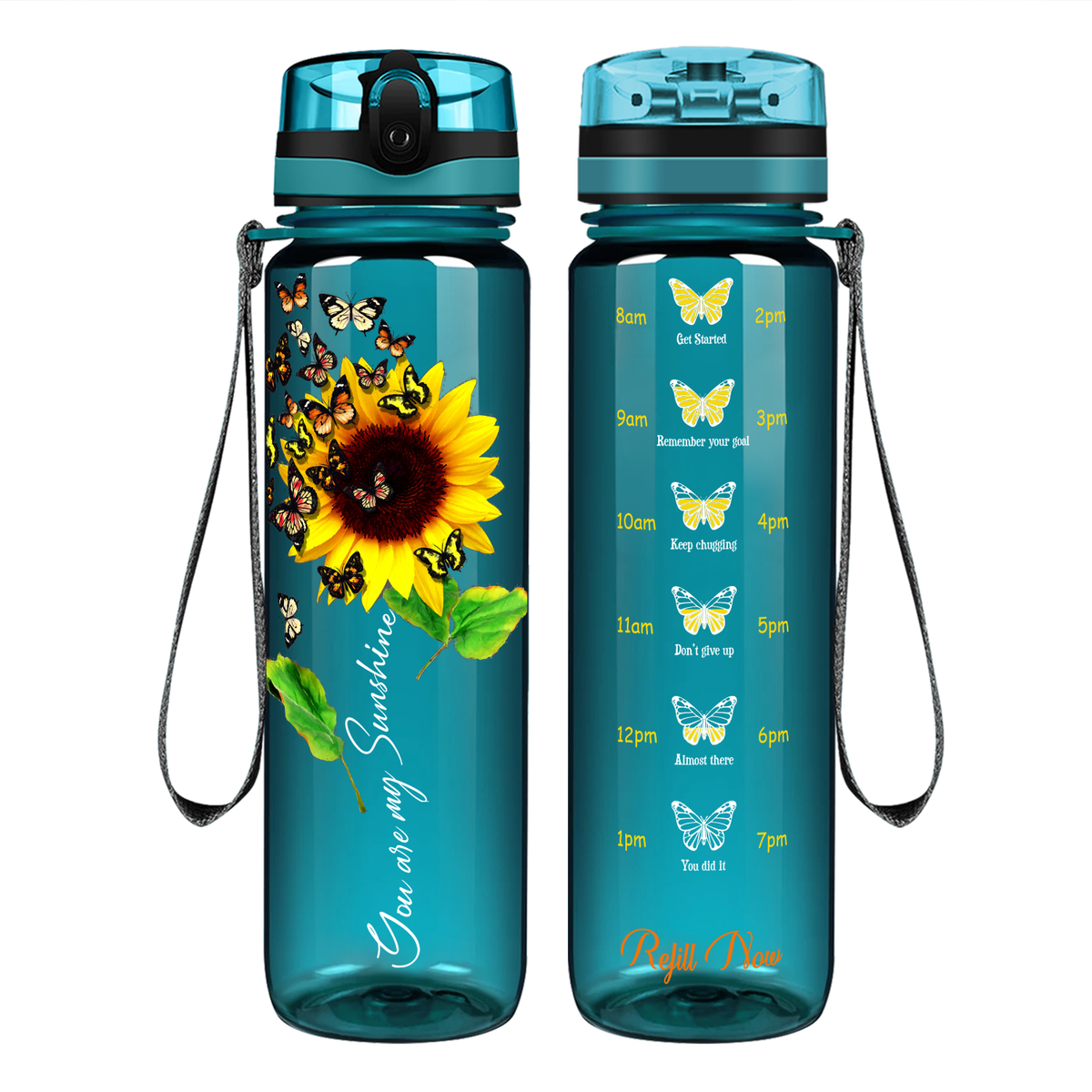 My Butterfly Sunshine Sunflower on 32 oz Motivational Tracking Water Bottle