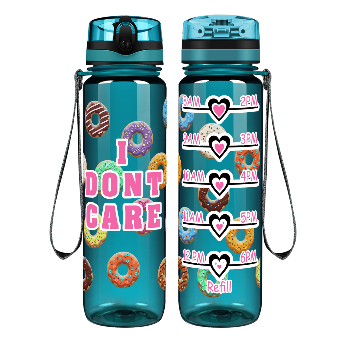 I Donut Care on 32 oz Motivational Tracking Water Bottle