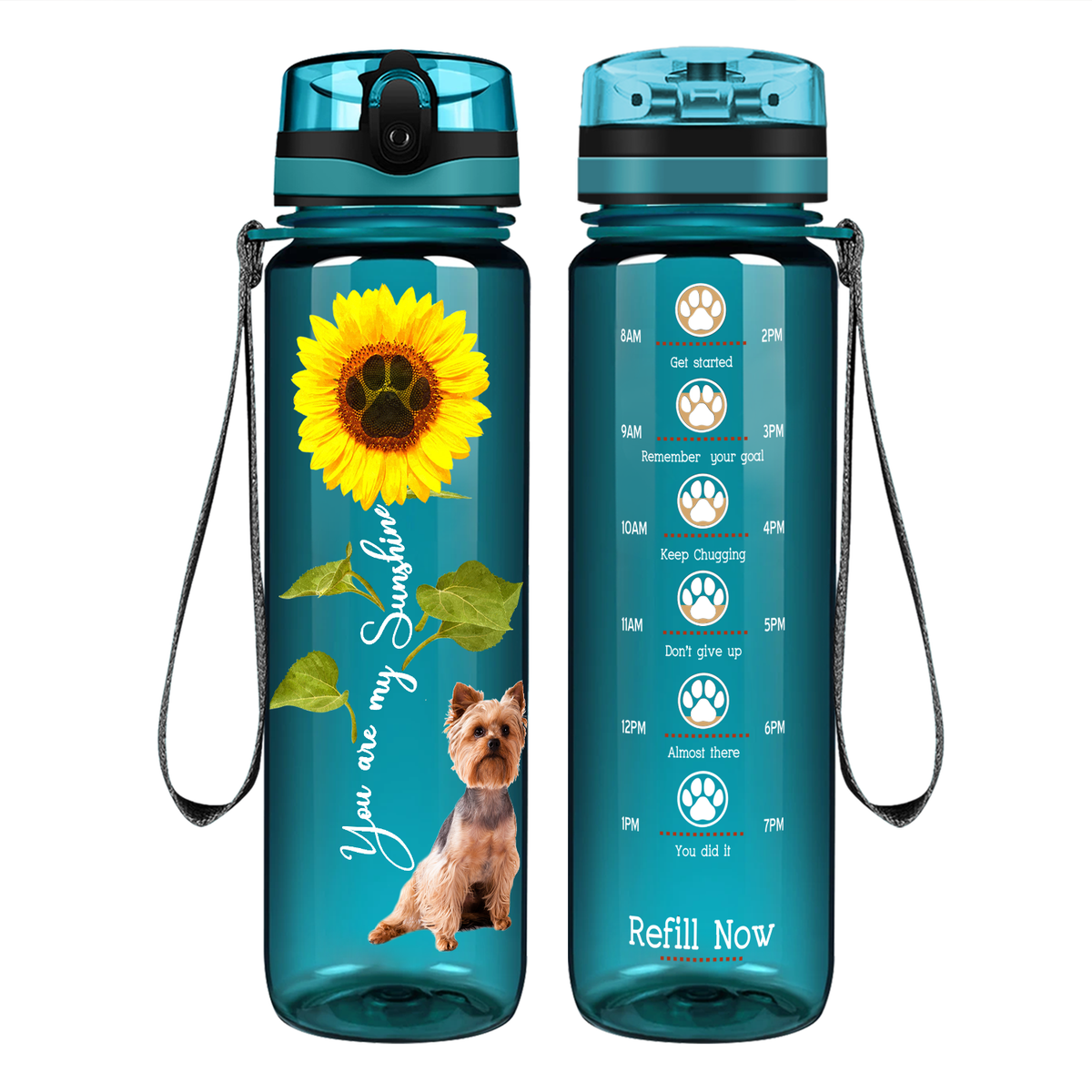 You are my Sunshine Yorkshire Terrier on 32 oz Motivational Tracking Water Bottle