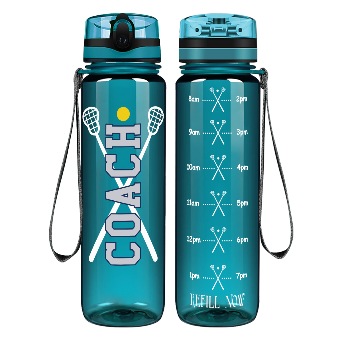 Lacrosse Coach on 32 oz Motivational Tracking Water Bottle