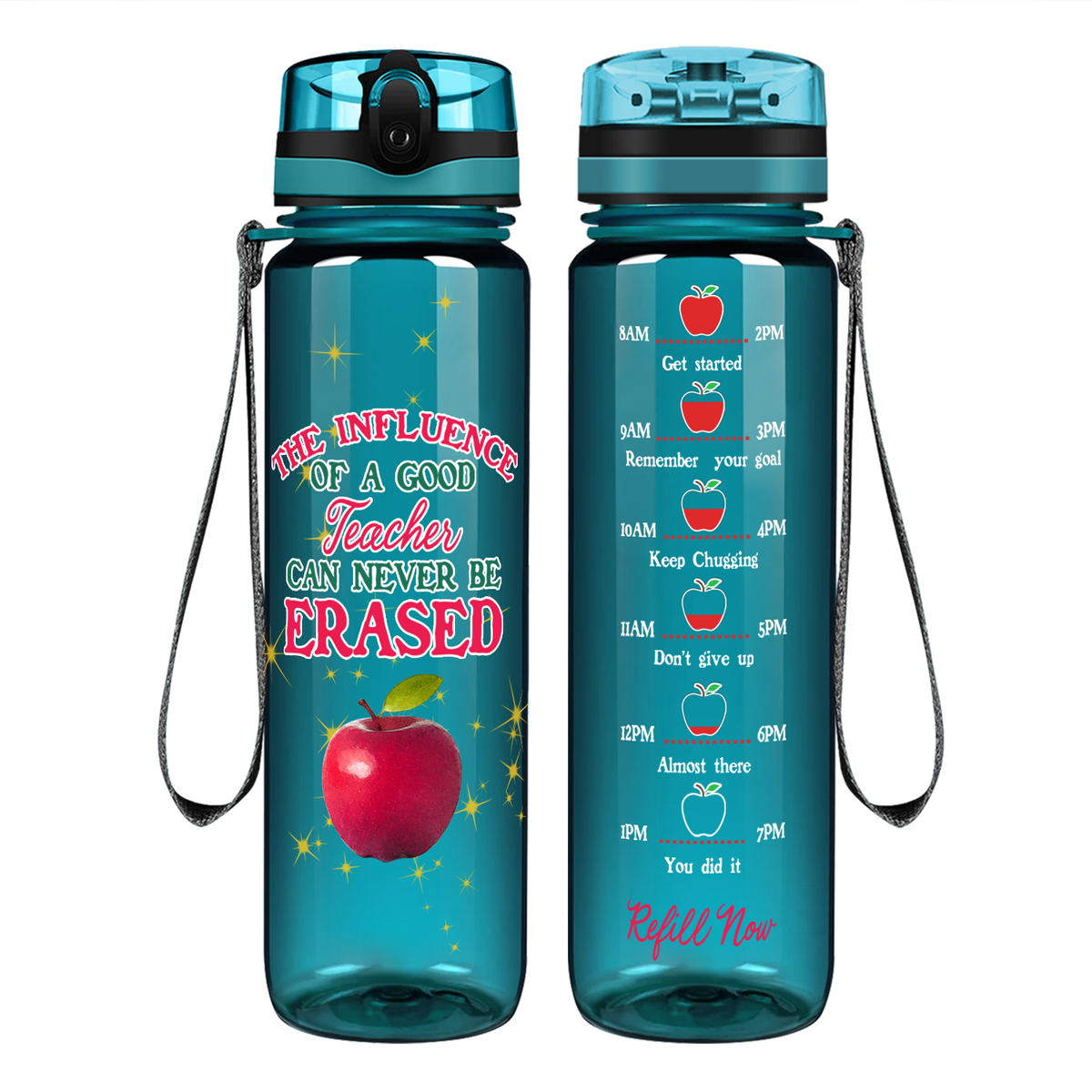 Teacher Can Never be Erased on 32 oz Motivational Tracking Water Bottle