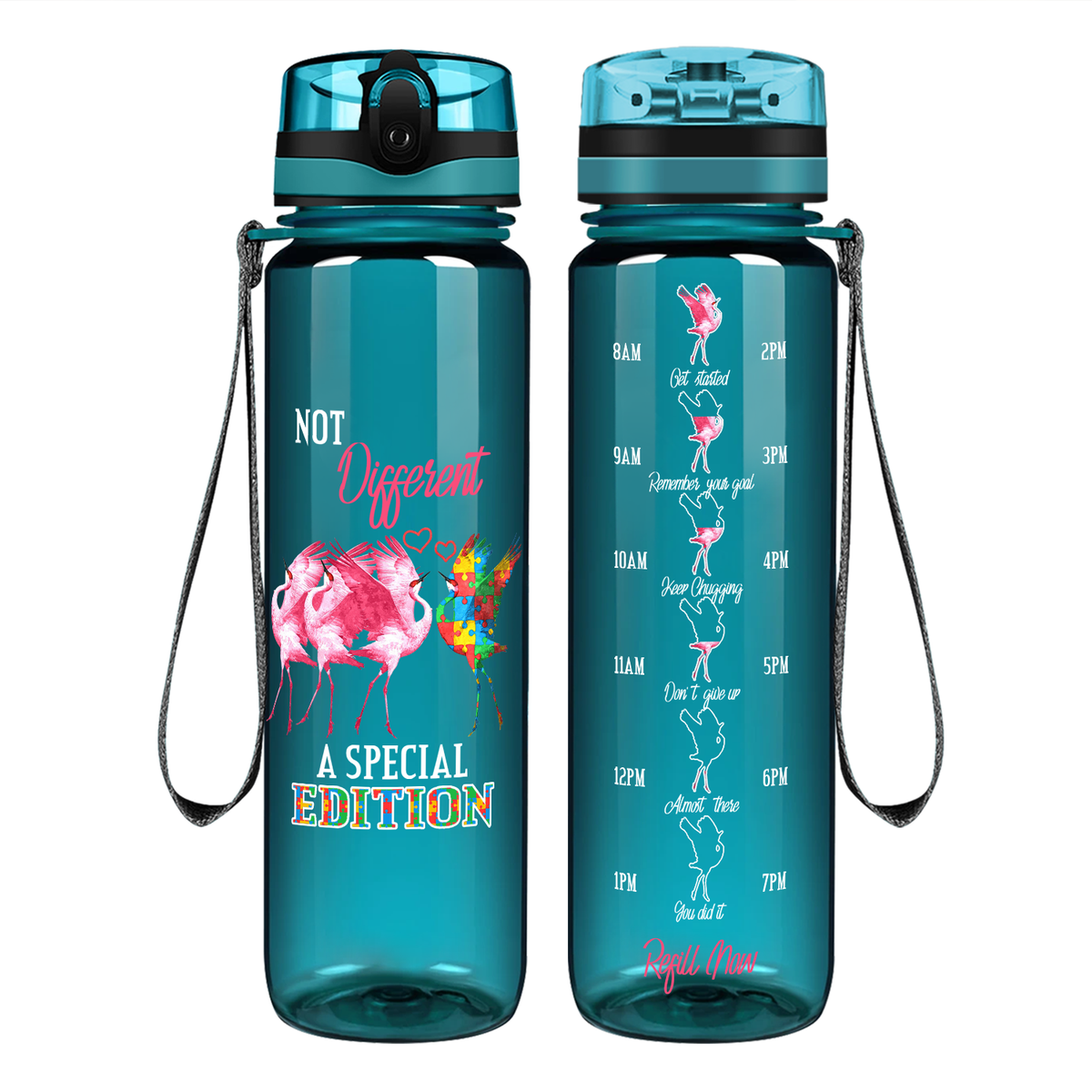 Not Different A Special Edition Autism on 32 oz Motivational Tracking Water Bottle