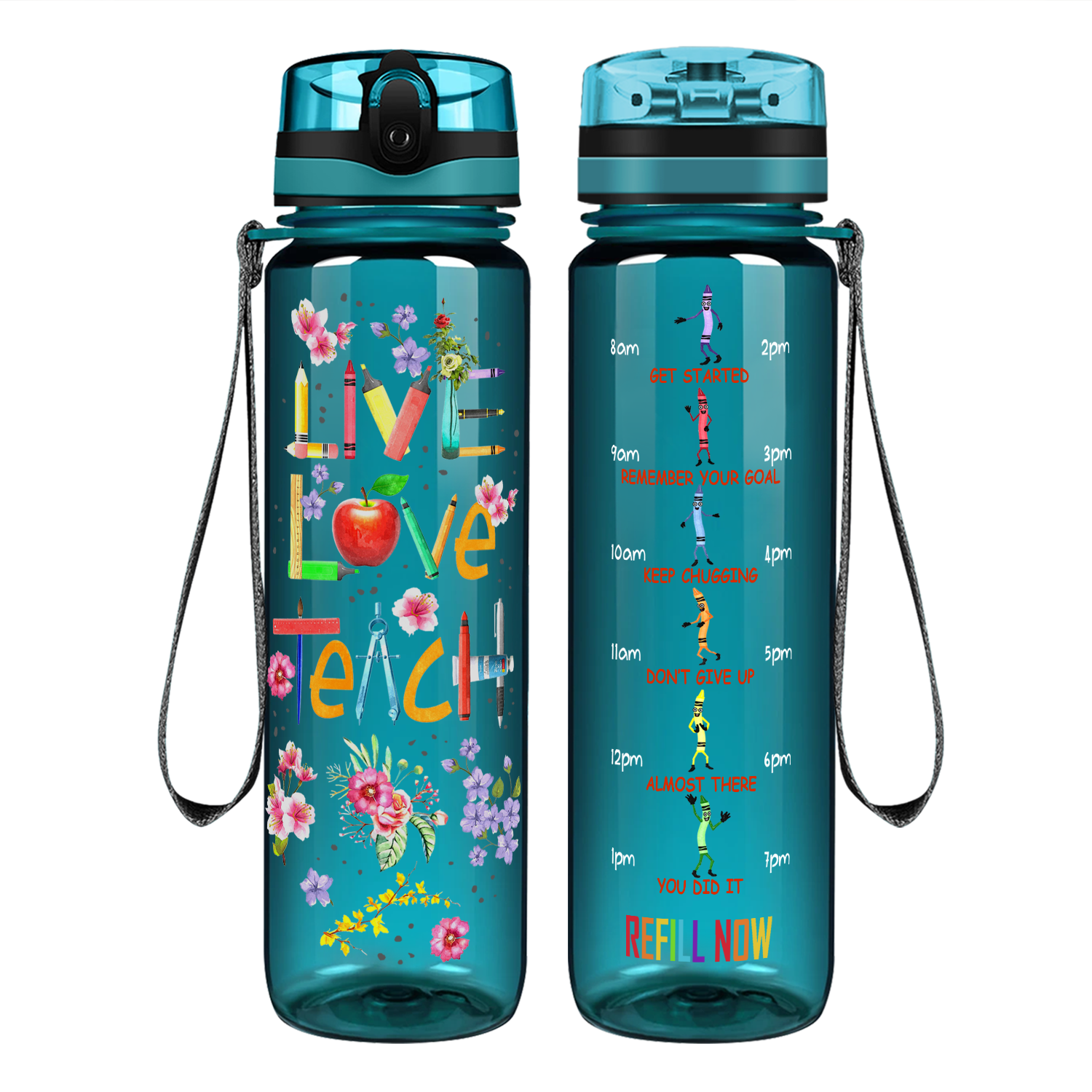 Live Love Teach on 32 oz Motivational Tracking Water Bottle