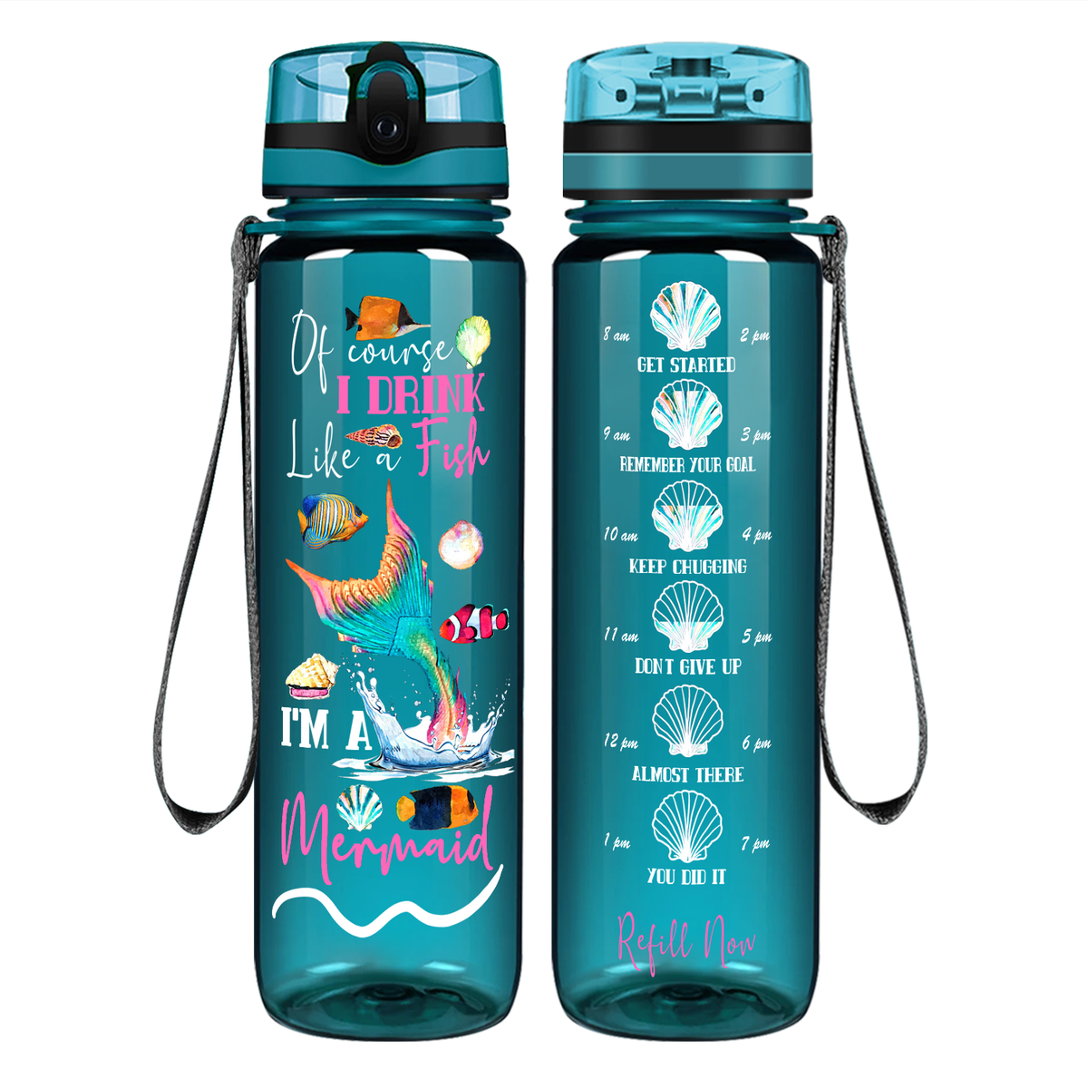 I'm A Mermaid on 32 oz Motivational Tracking Water Bottle