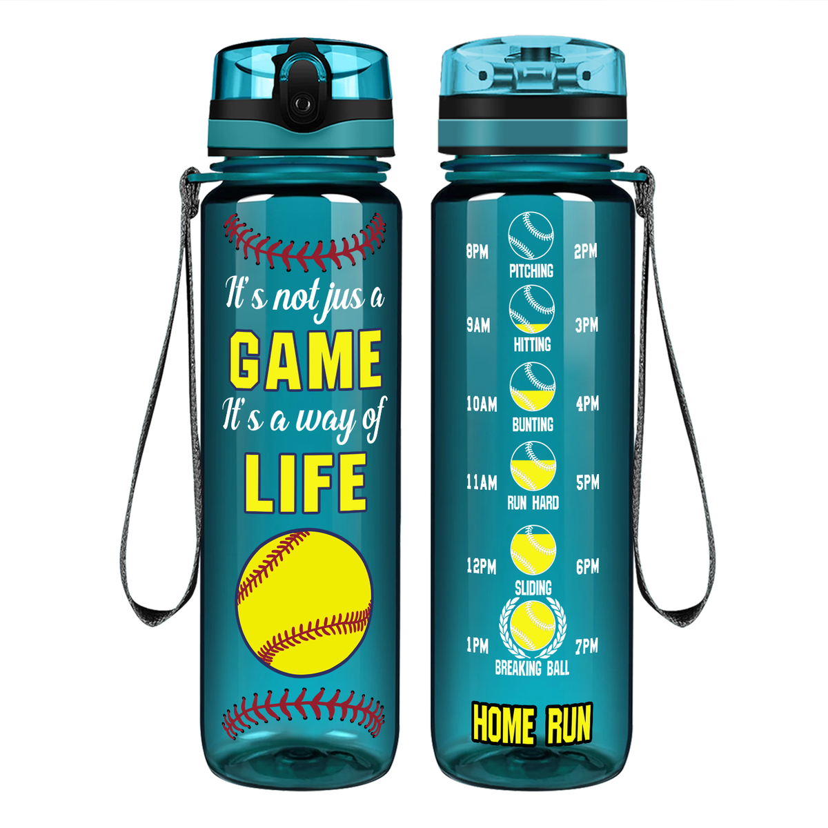 It's Not Just a Game It's a Way of Life on 32 oz Motivational Tracking Water Bottle