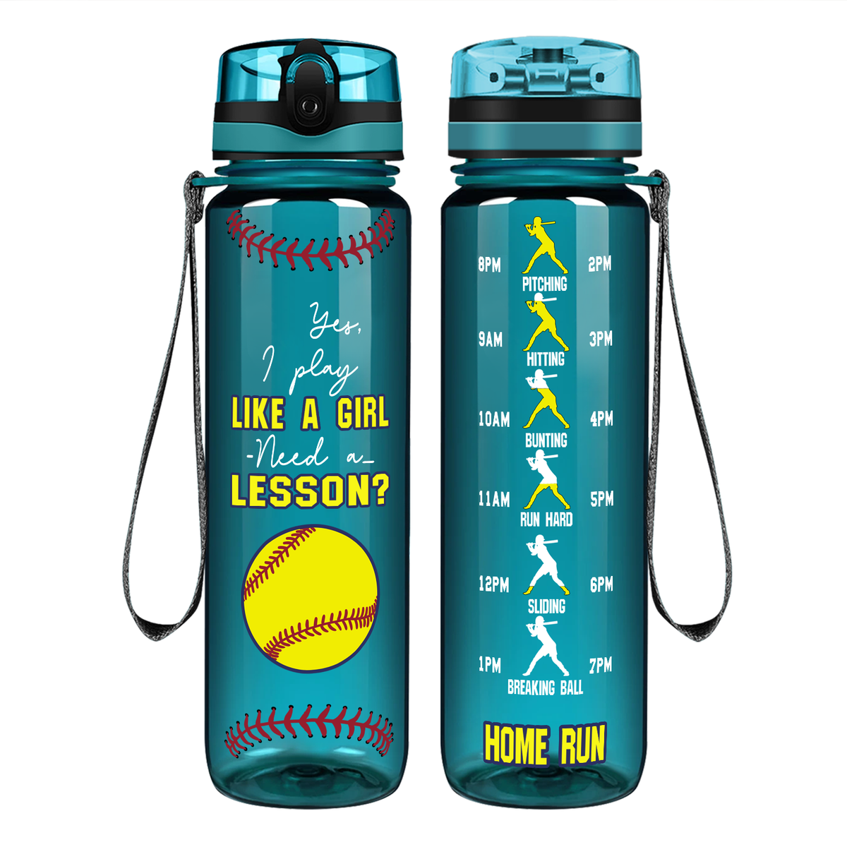Yes, I Play Like a Girl on 32 oz Motivational Tracking Water Bottle