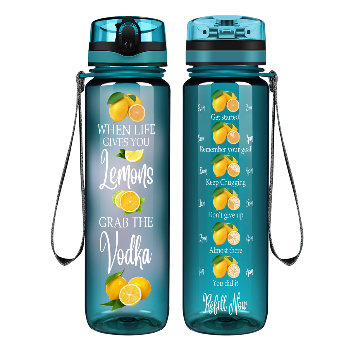 When Life Gives You Lemons on 32 oz Motivational Tracking Water Bottle