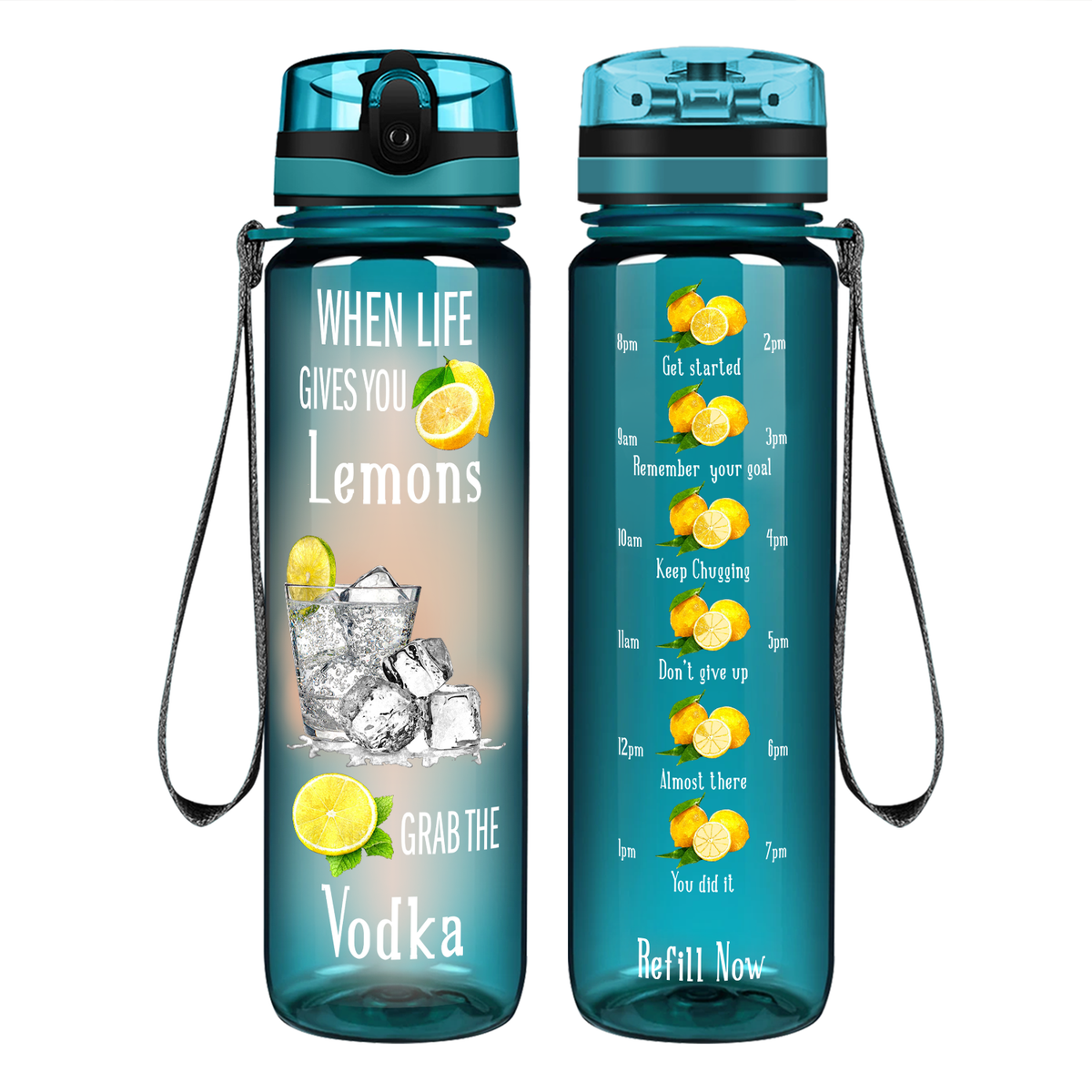 Grab the Vodka on 32 oz Motivational Tracking Water Bottle