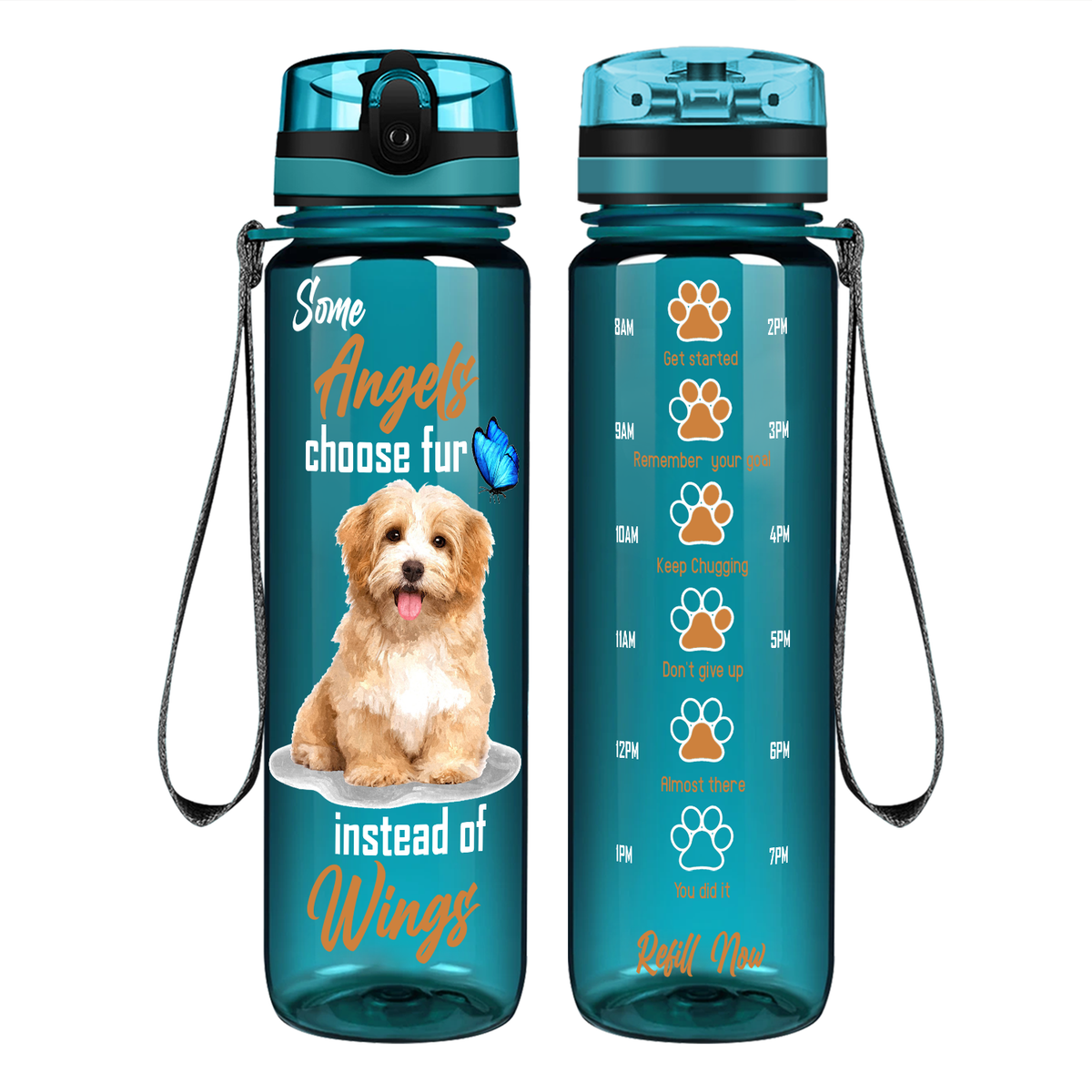 Some Angels Choose Fur Instead of Wings Golden Retriever on 32 oz Motivational Tracking Water Bottle