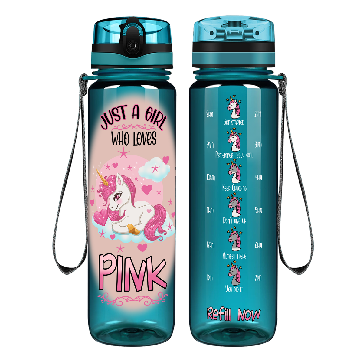 Just A Girl Who Loves Pink on 32 oz Motivational Tracking Water Bottle