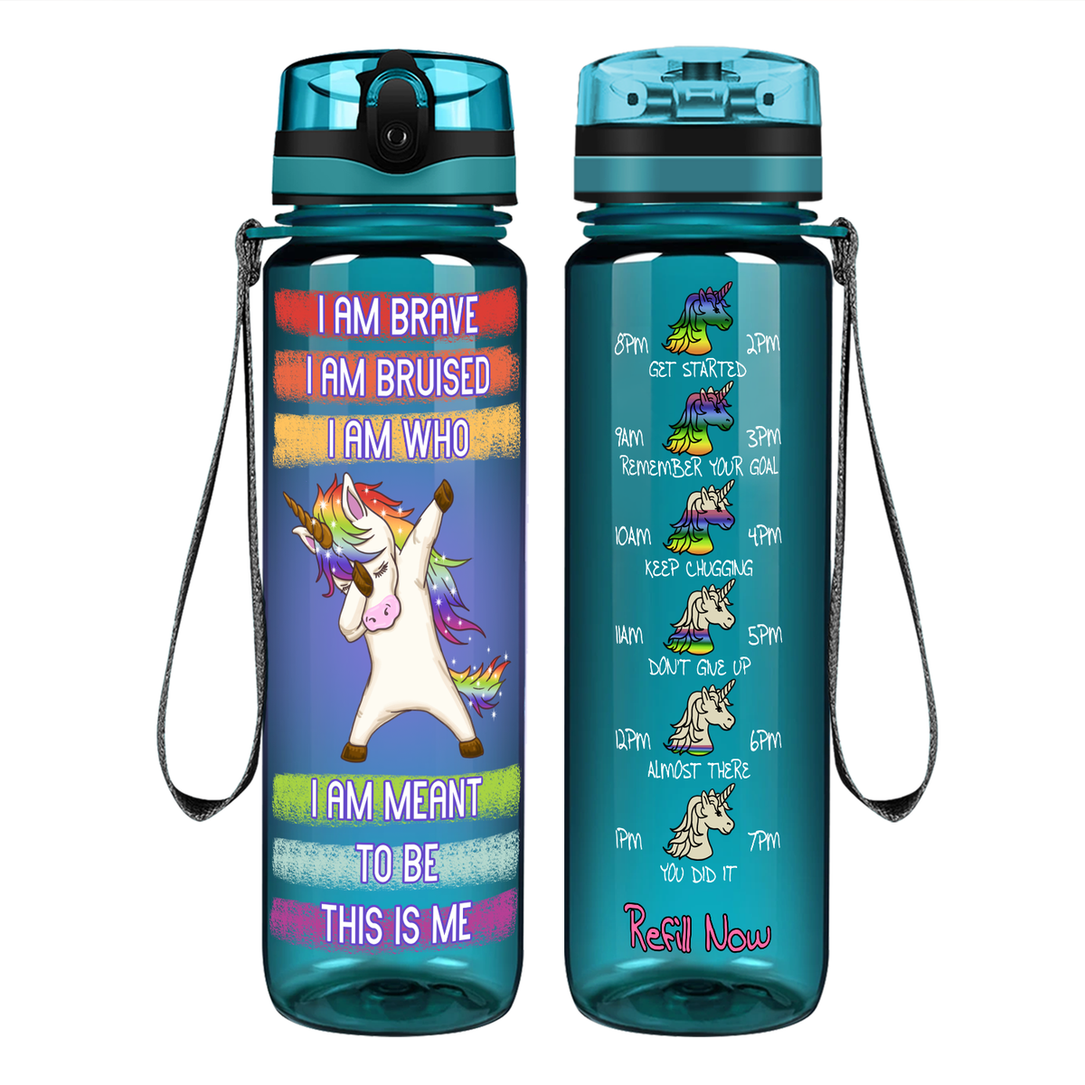 I Am Brave I Am Bruised I Am Who on 32 oz Motivational Tracking Water Bottle