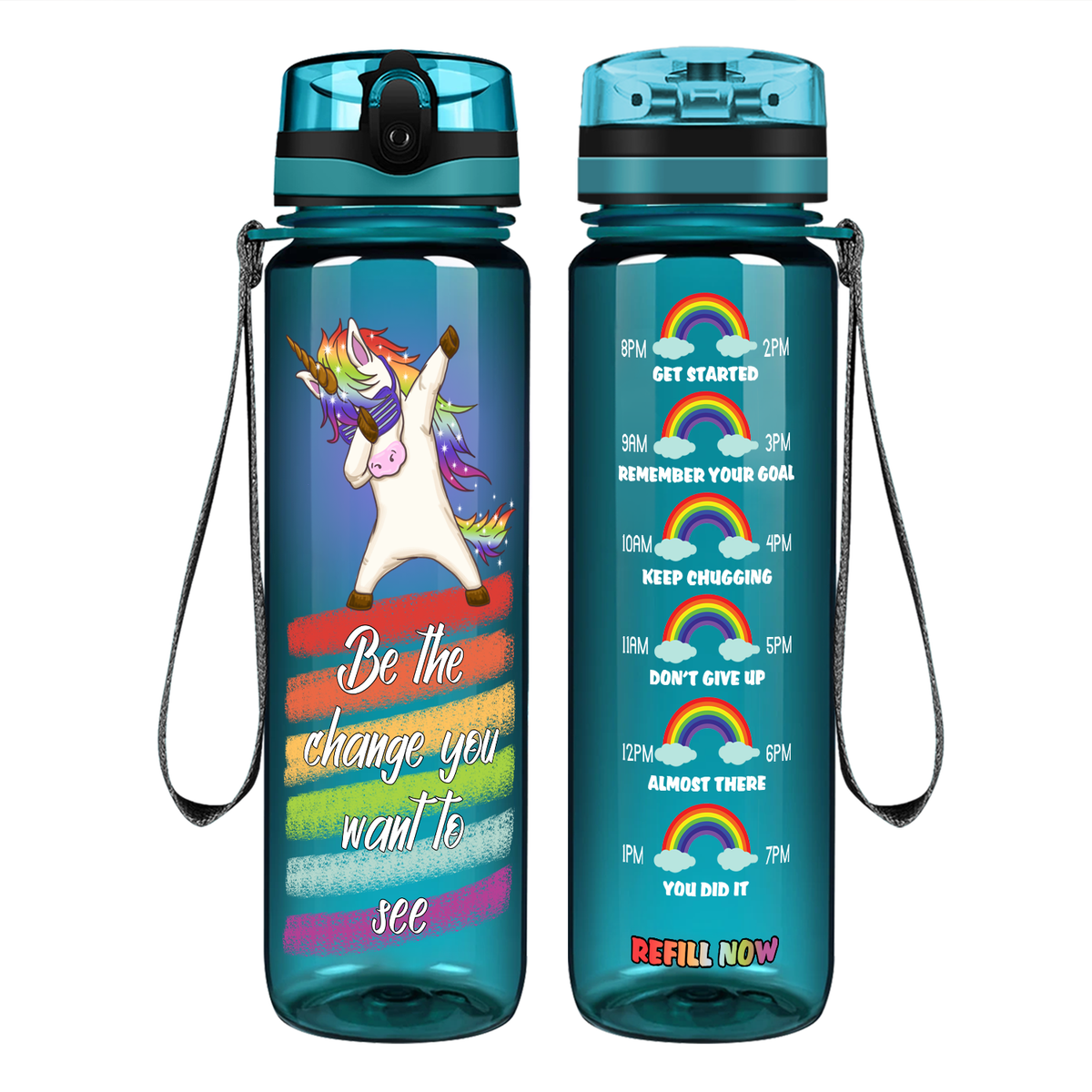 Be The Change You Want To See on 32 oz Motivational Tracking Water Bottle
