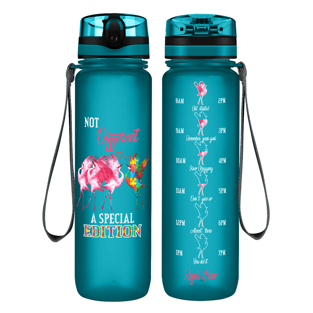 Not Different A Special Edition Autism on 32 oz Motivational Tracking Water Bottle