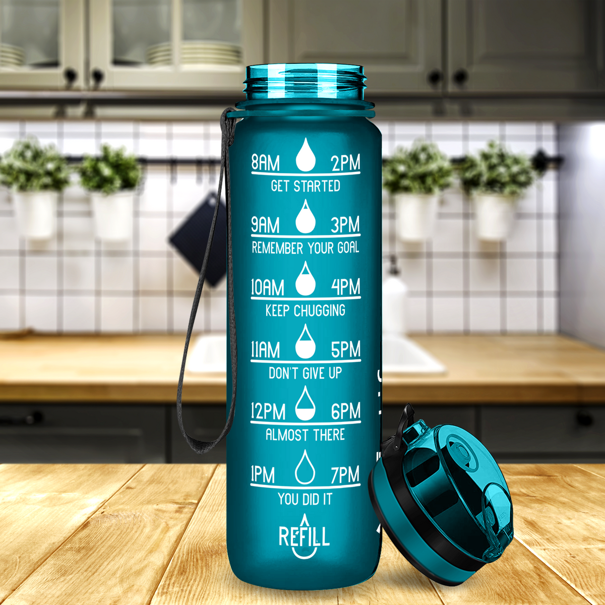 Cuptify Teal Frosted 32 oz Motivational Water Bottle