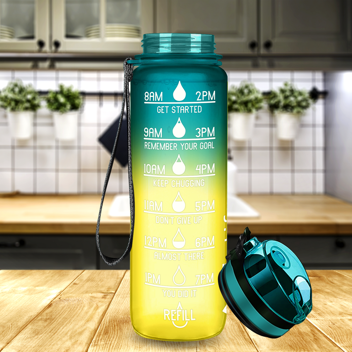 Cuptify Tropical Frosted 32 oz Motivational Water Bottle