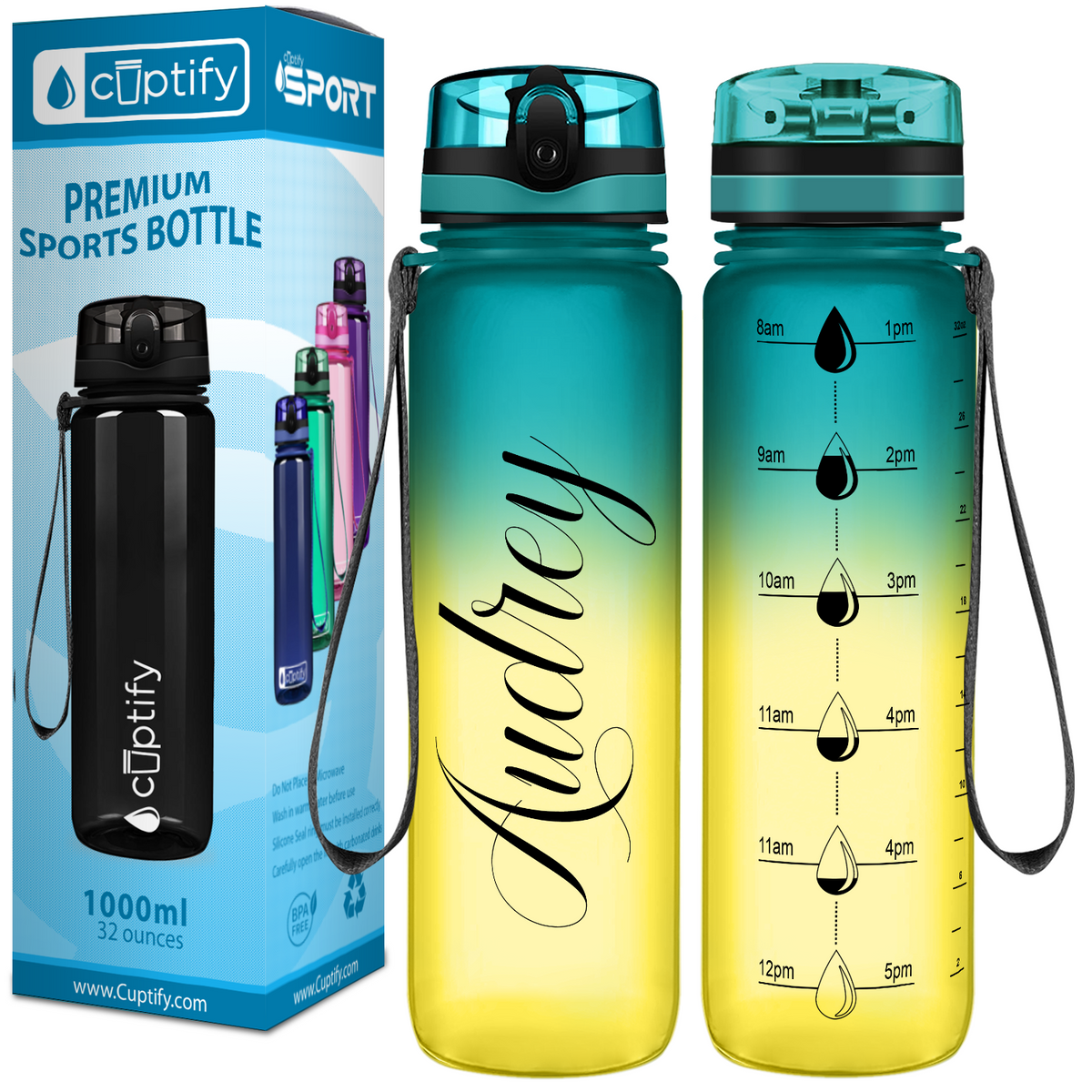 Cuptify Personalized Tropical Frosted 32 oz Water Bottle