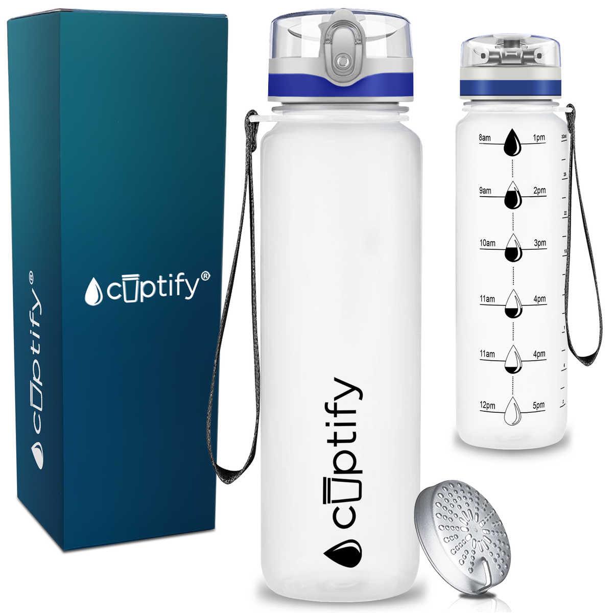 White Frosted 32oz Hydration Tracker Water Bottle