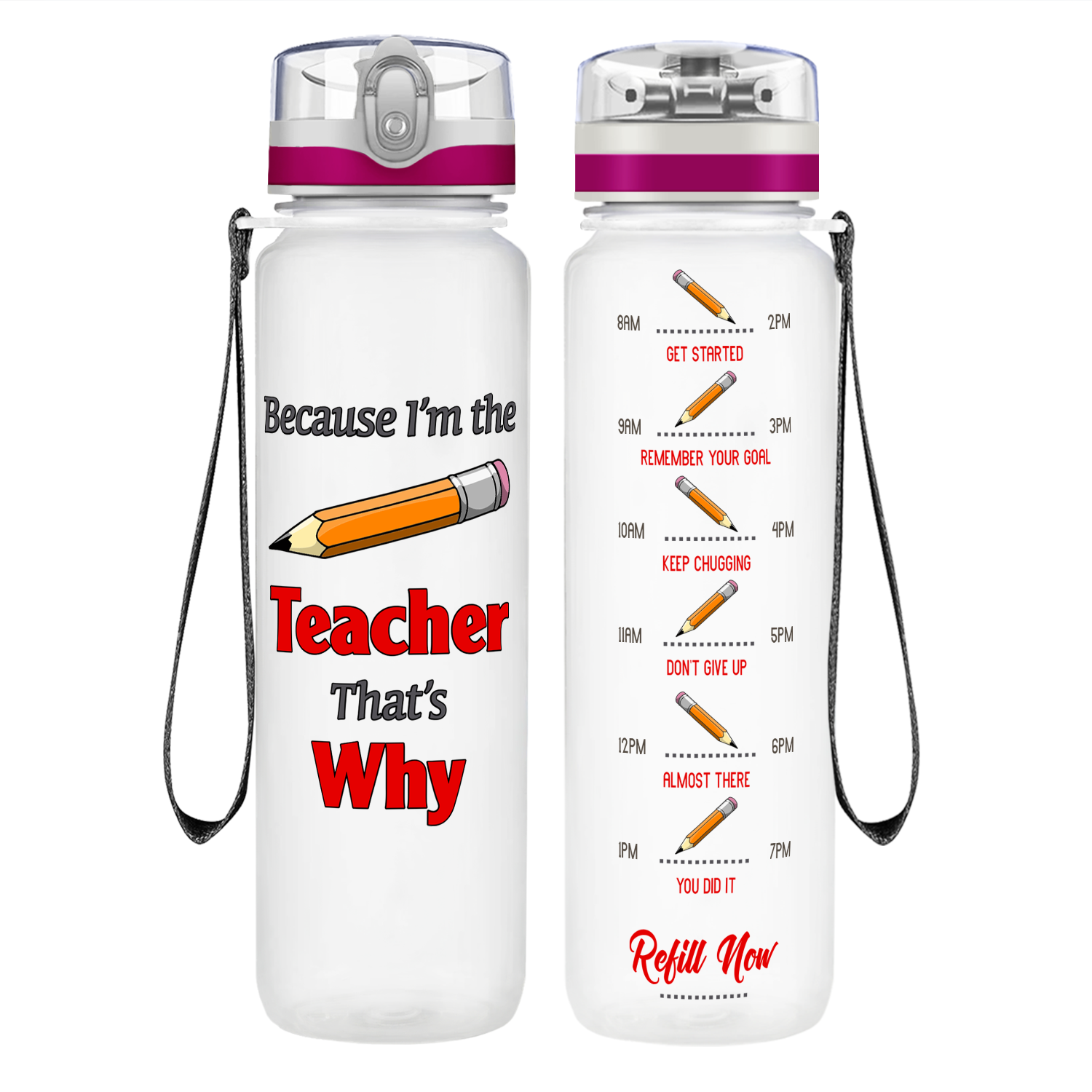 Because Im The Teacher on 32 oz Motivational Tracking Water Bottle
