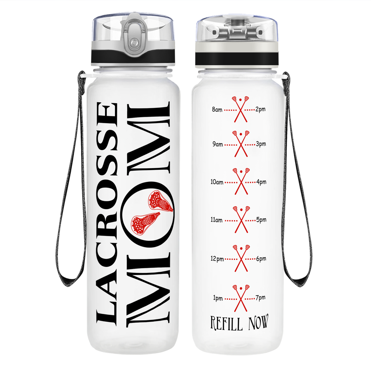 Lacrosse Mom on 32 oz Motivational Tracking Water Bottle