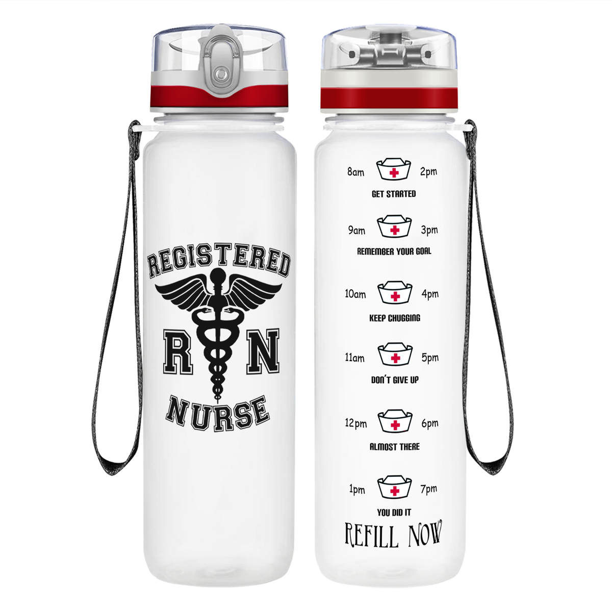 RN Nurse on 32oz Motivational Tracking Water Bottle