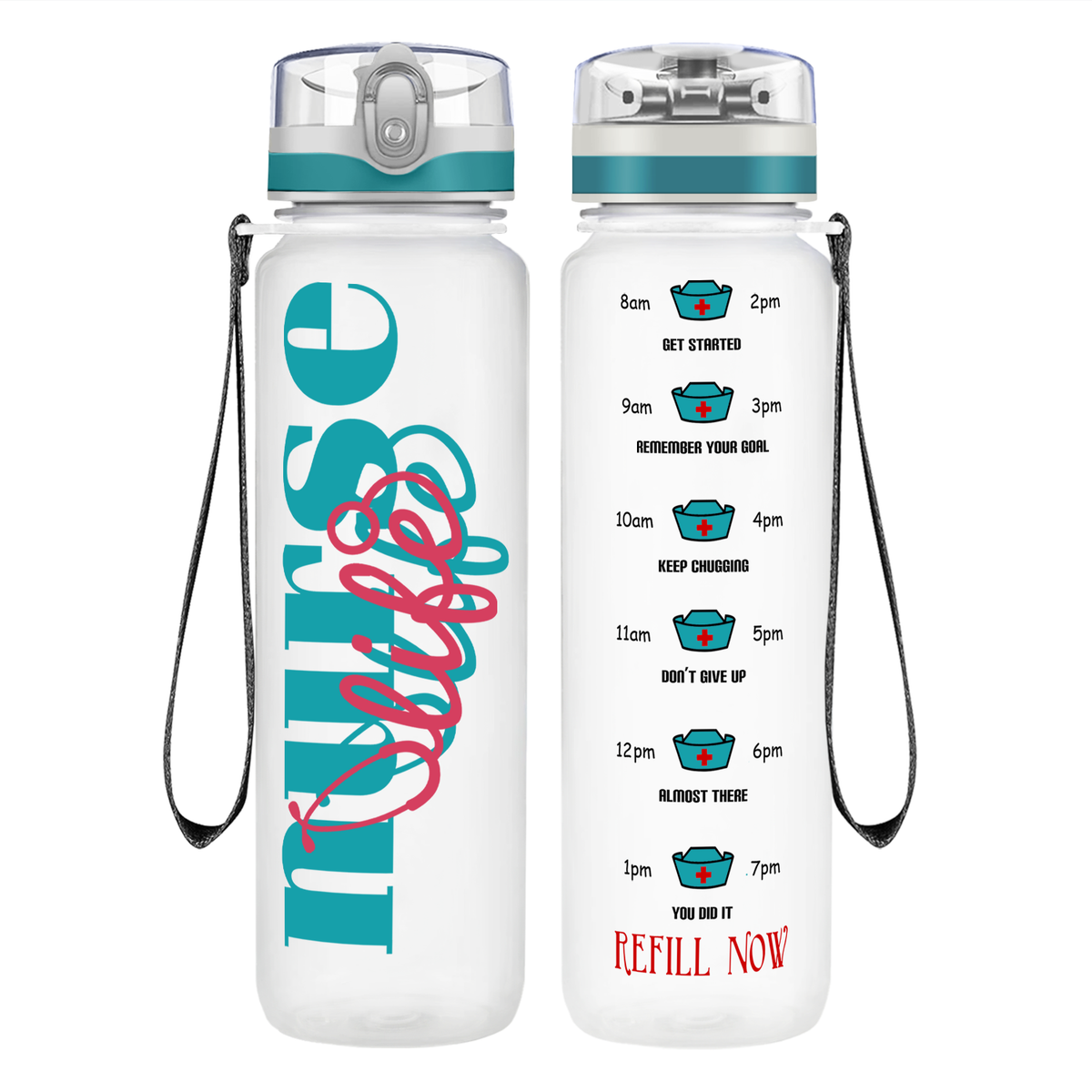 Nurse Life on 32oz Motivational Tracking Water Bottle