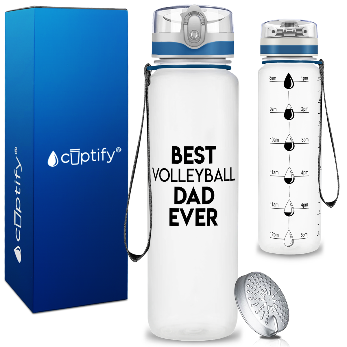 Best Volleyball Dad Ever on 32 oz Motivational Tracking Water Bottle