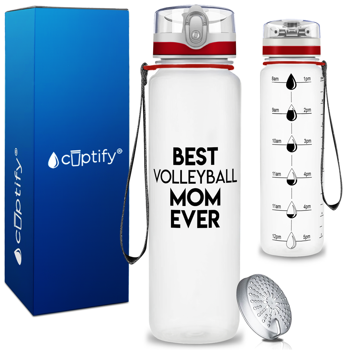 Best Volleyball Mom Ever on 32 oz Motivational Tracking Water Bottle