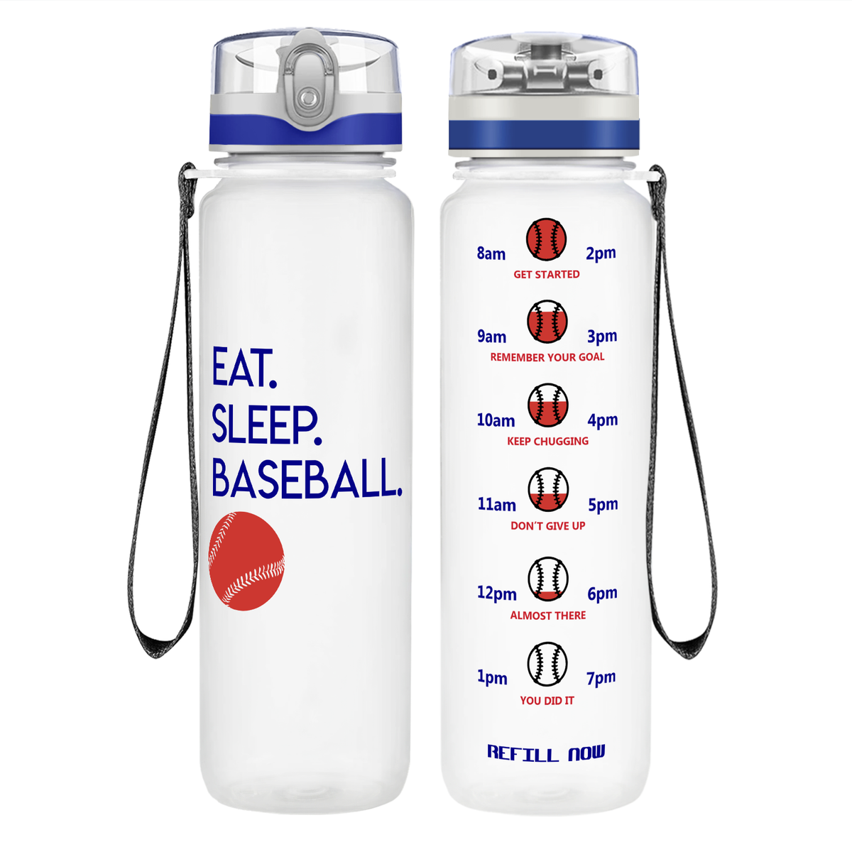 Eat Sleep Baseball on 32 oz Motivational Tracking Water Bottle
