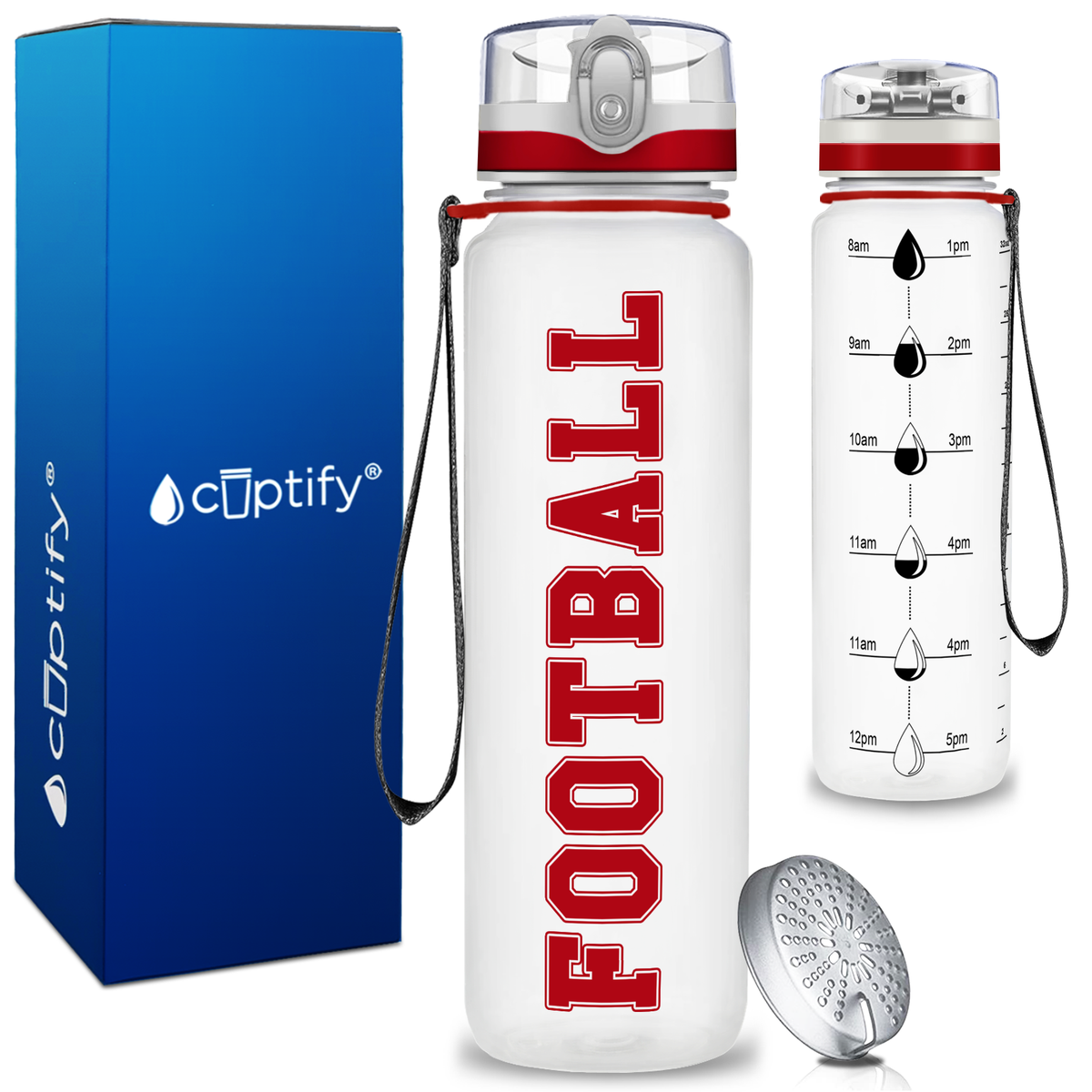 Football on 32 oz Motivational Tracking Water Bottle
