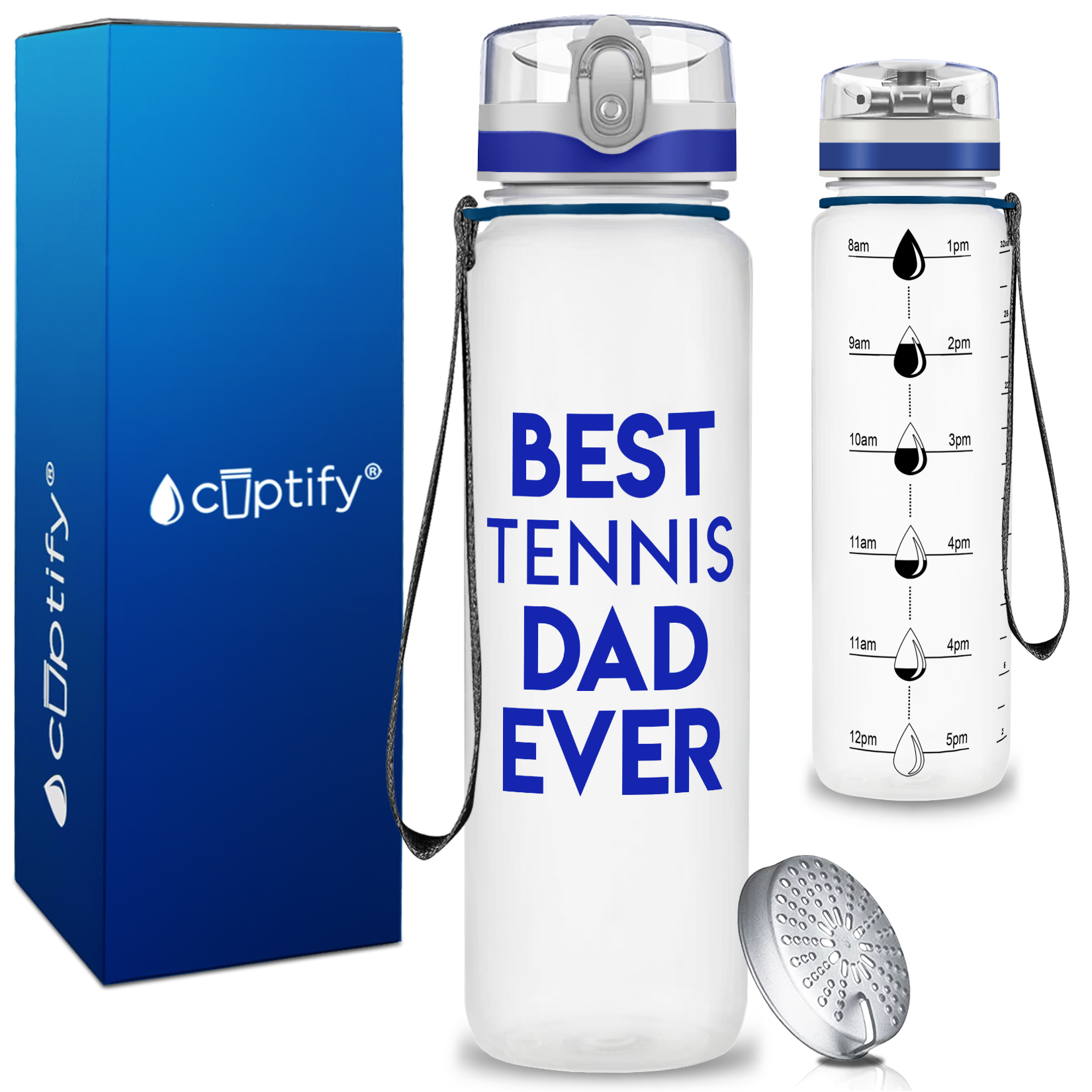 Best Tennis Dad Ever on 32 oz Motivational Tracking Water Bottle