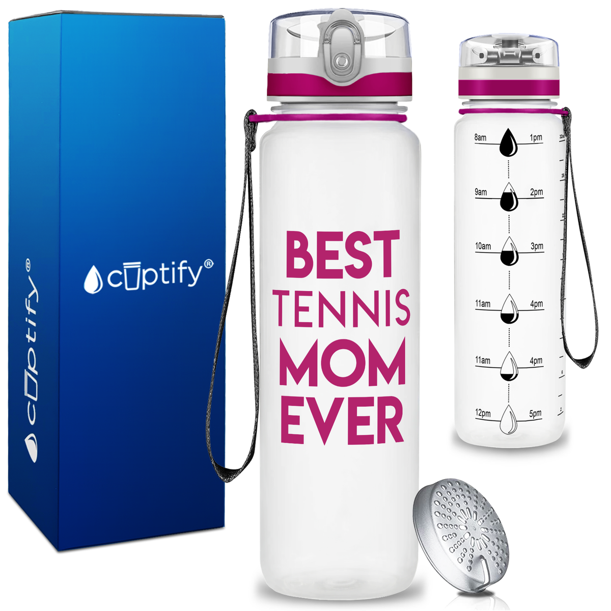 Best Tennis Mom Ever on 32 oz Motivational Tracking Water Bottle